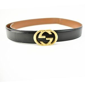 GUCCI: Black/Brown, Reversible Leather "GG" Logo Belt: fits 28" to 30" (qp)